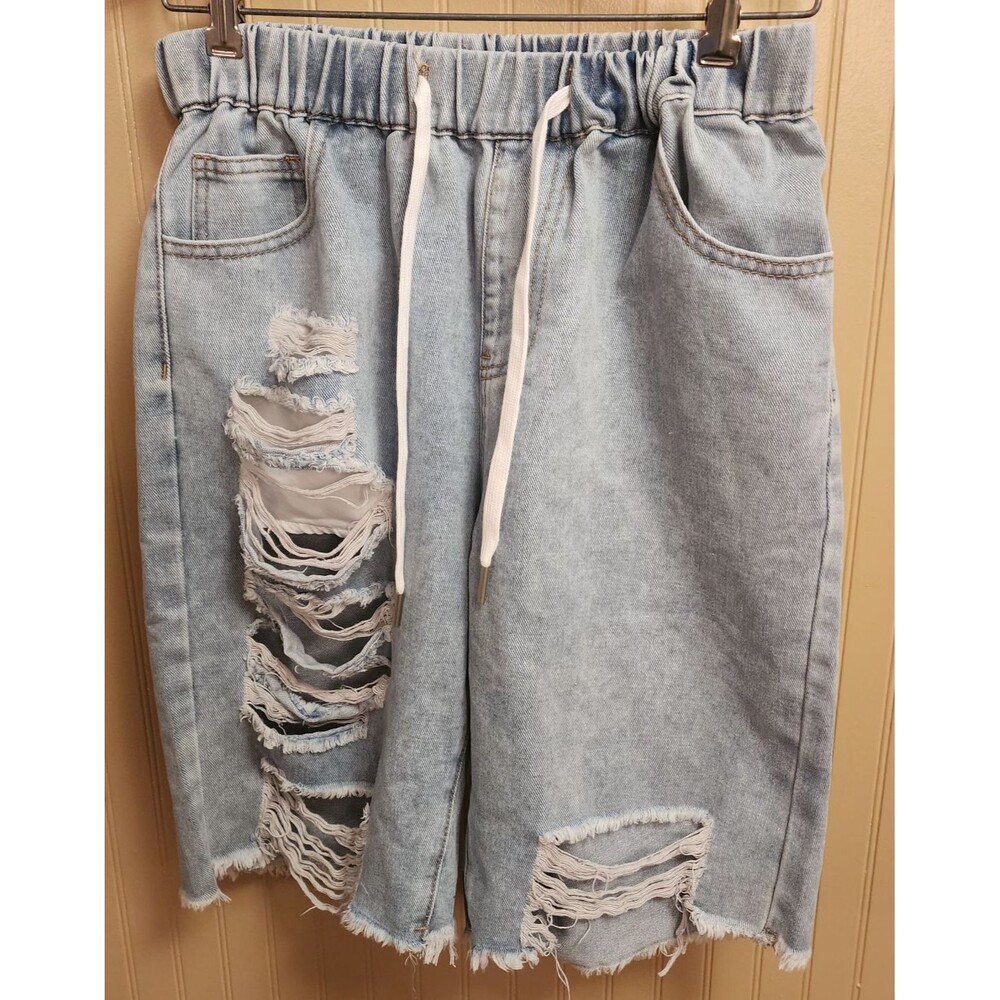 Shein Manfinity Distressed Holes Men Denim Shorts Size S